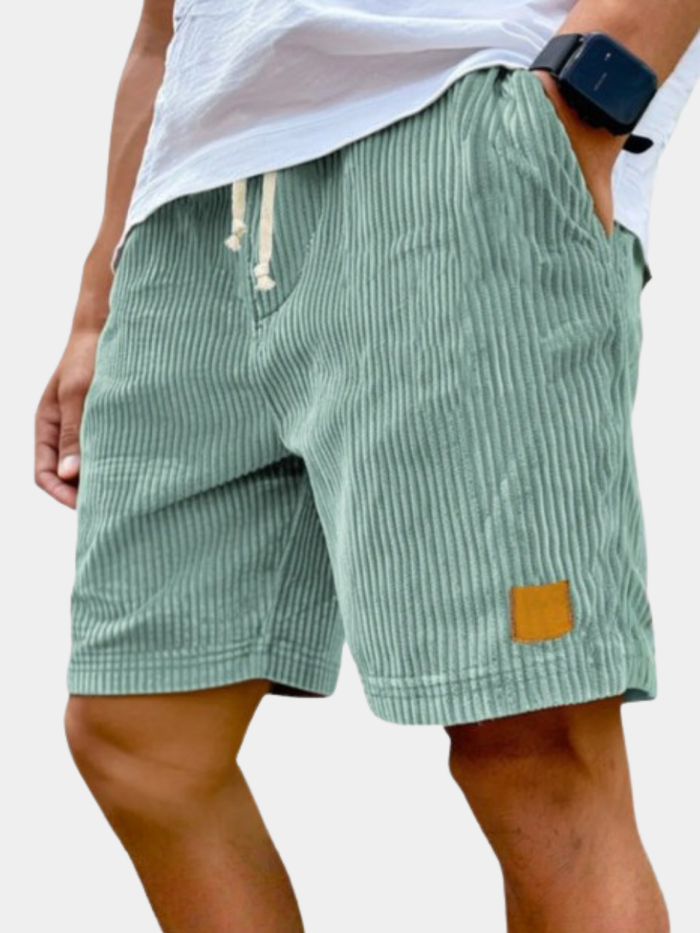 Waffle-Stripe Drawstring Shorts