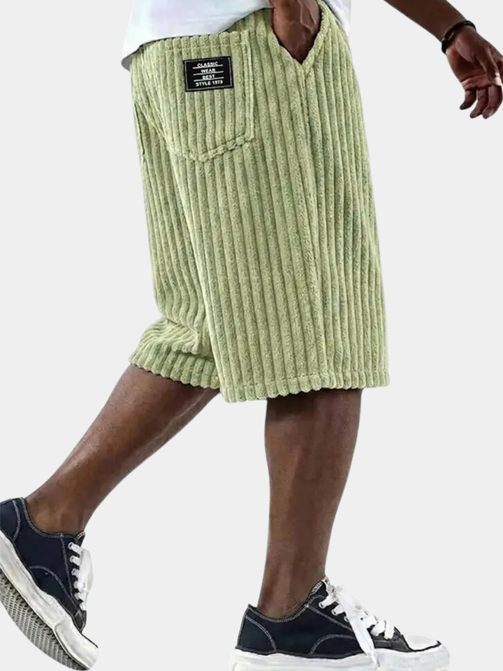 Knee-Length Corduroy Drawstring Shorts