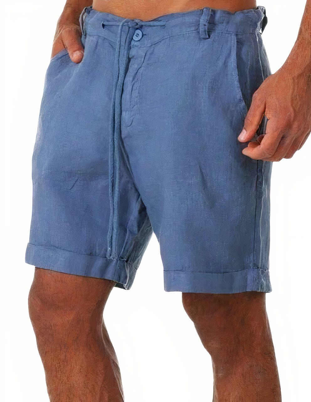 Tie-Front Linen Turn-Up Shorts