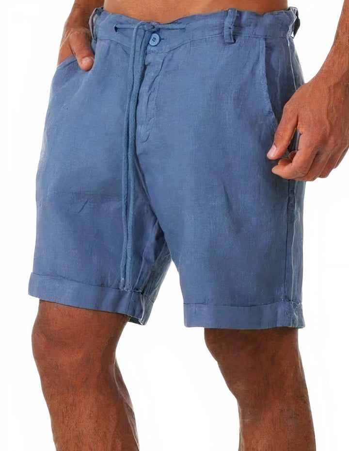 Tie-Front Linen Turn-Up Shorts