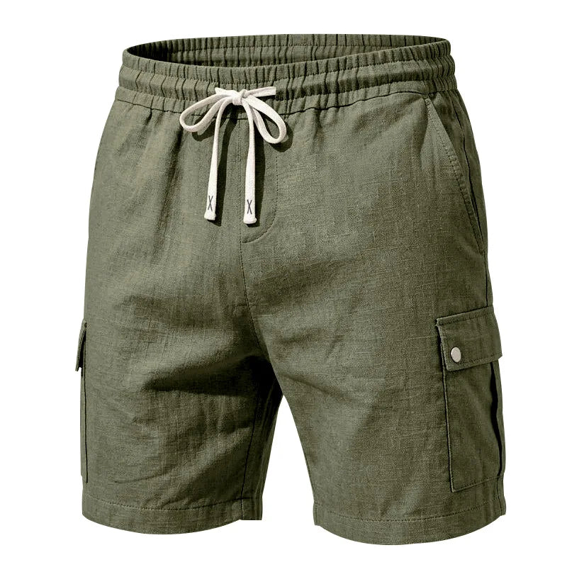 Linen Drawstring Cargo Shorts