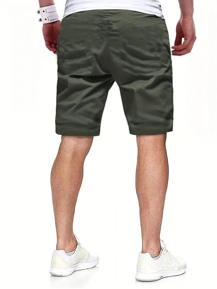 Leather-Patch Cotton Drawstring Shorts