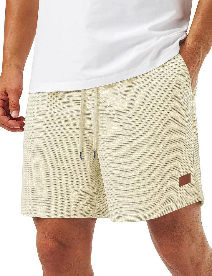 Textured Waffle Drawstring Shorts