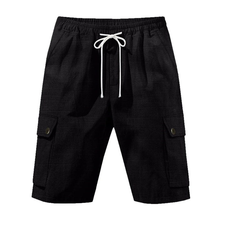 Check Linen-Blend Cargo Shorts