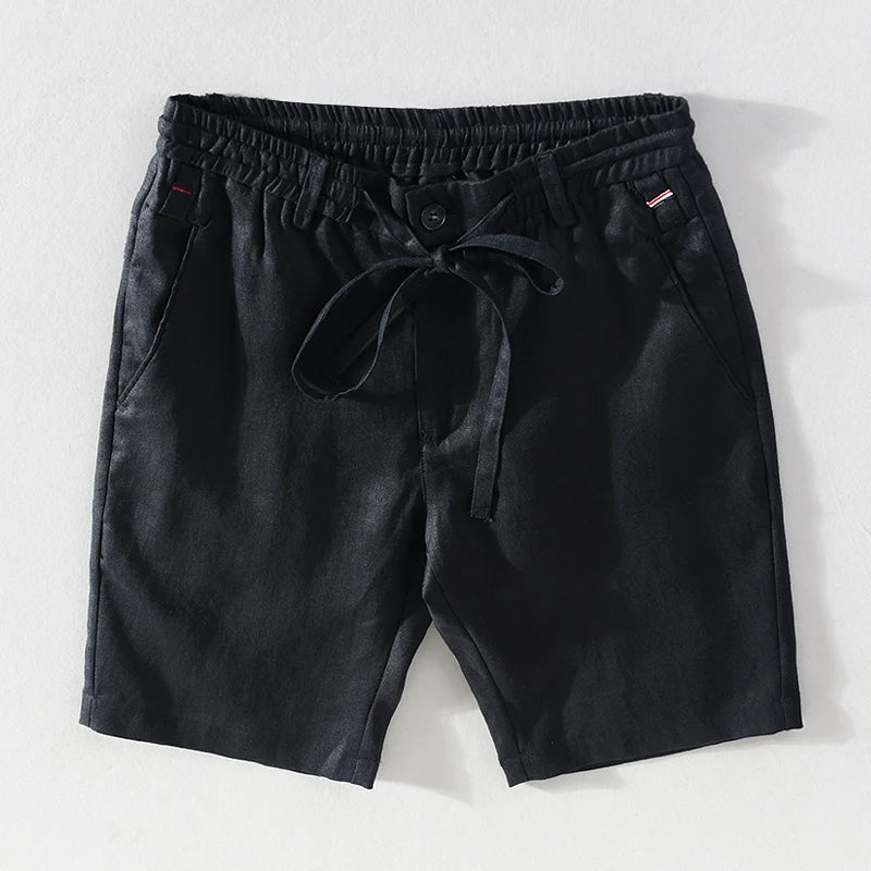 Yarn-Dyed Linen Drawstring Shorts
