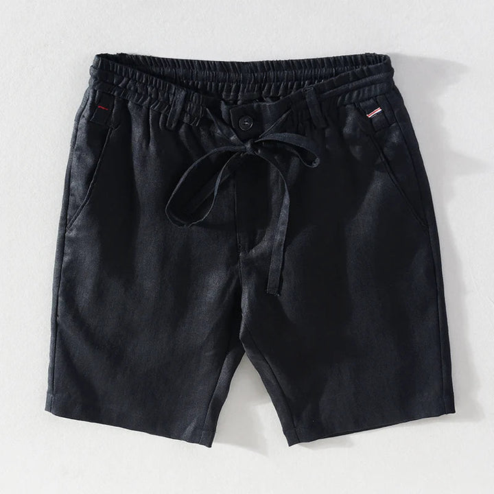 Yarn-Dyed Linen Drawstring Shorts