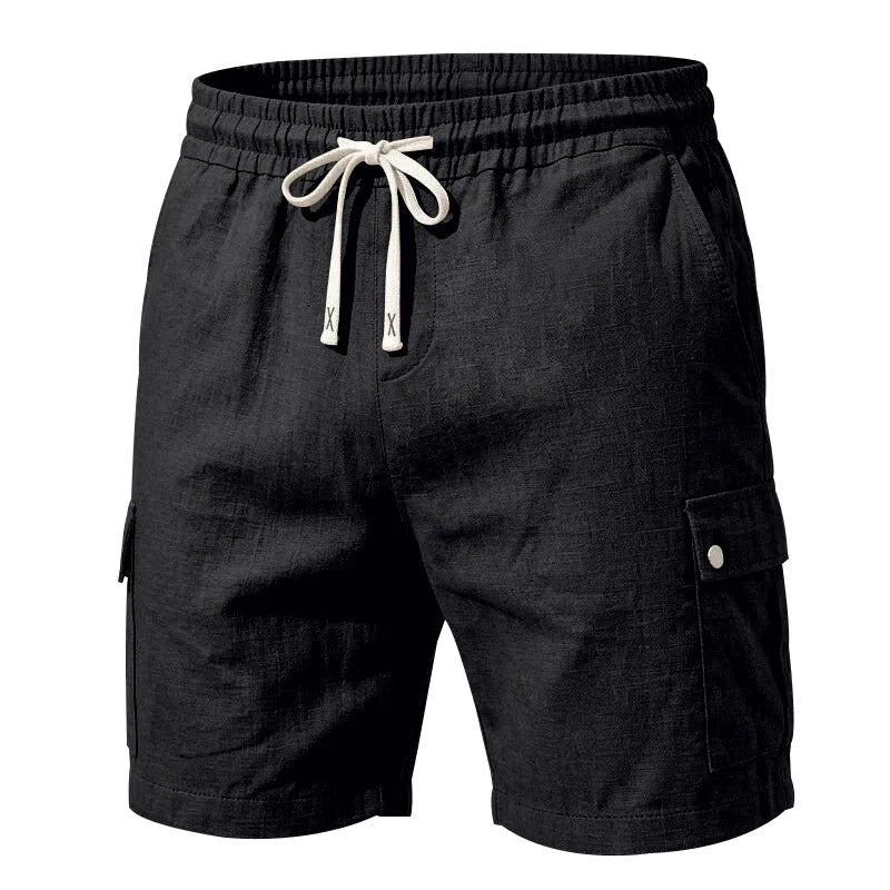 Linen Drawstring Cargo Shorts