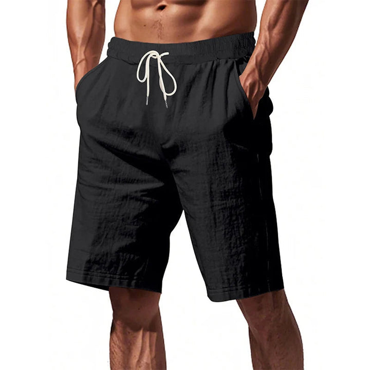 Loose-Weave Linen Drawstring Shorts