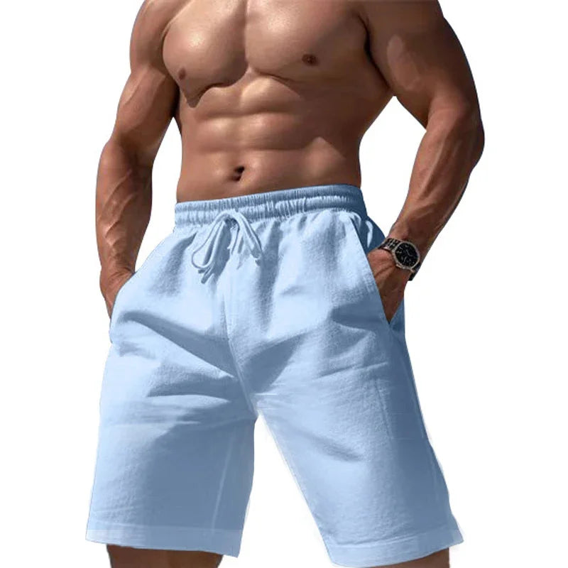 Natural Linen Drawstring Shorts