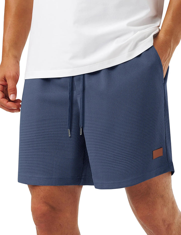 Textured Waffle Drawstring Shorts