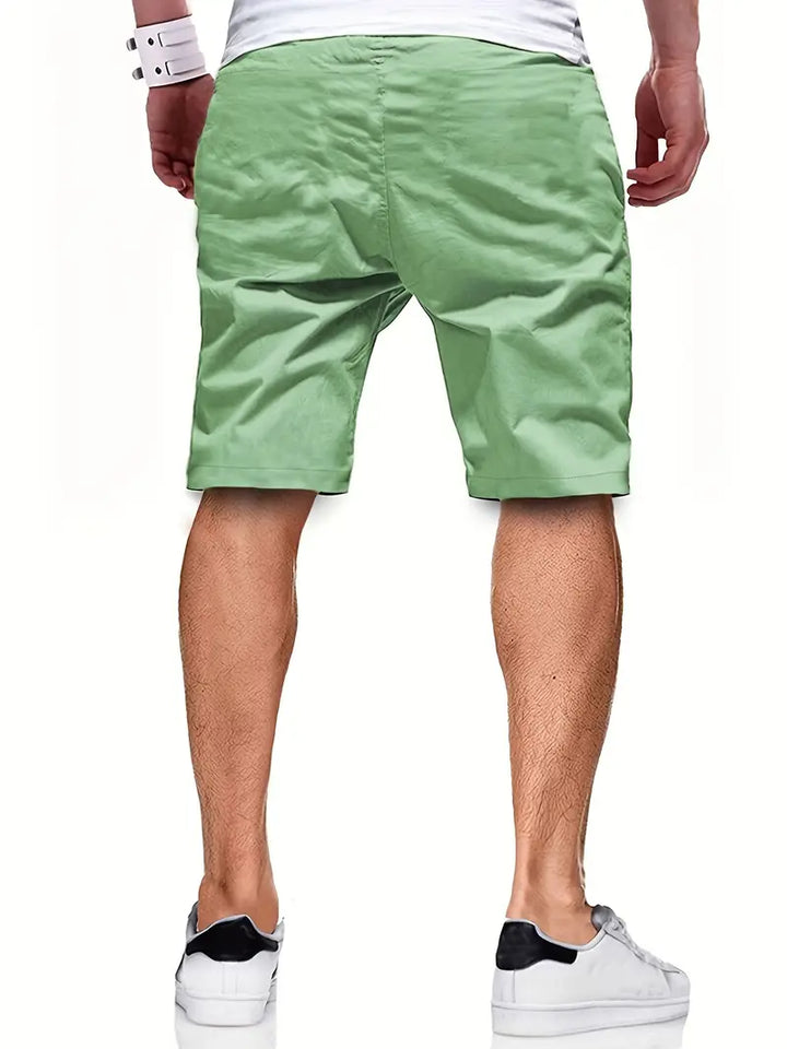 Leather-Patch Cotton Drawstring Shorts