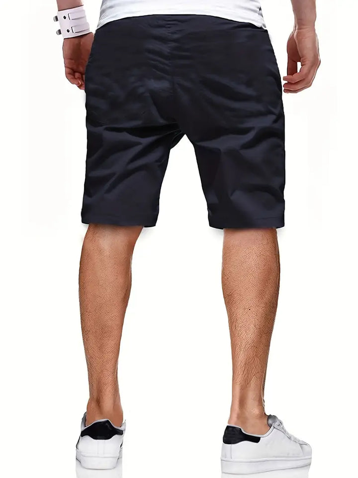 Leather-Patch Cotton Drawstring Shorts
