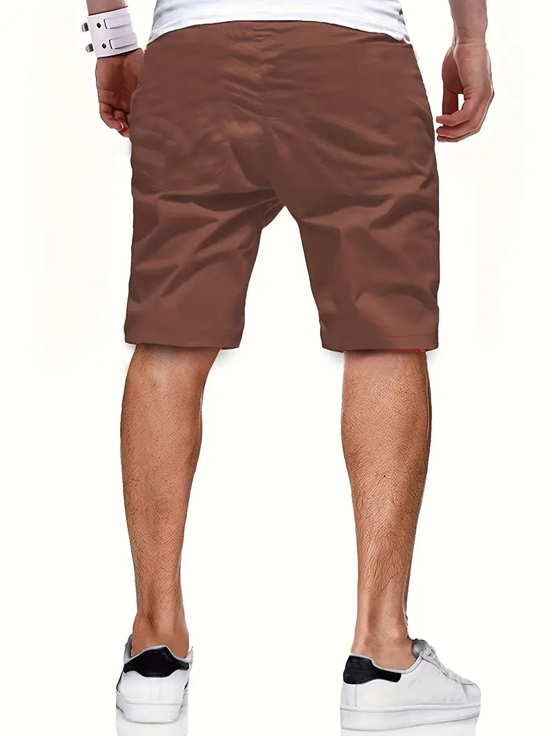 Leather-Patch Cotton Drawstring Shorts