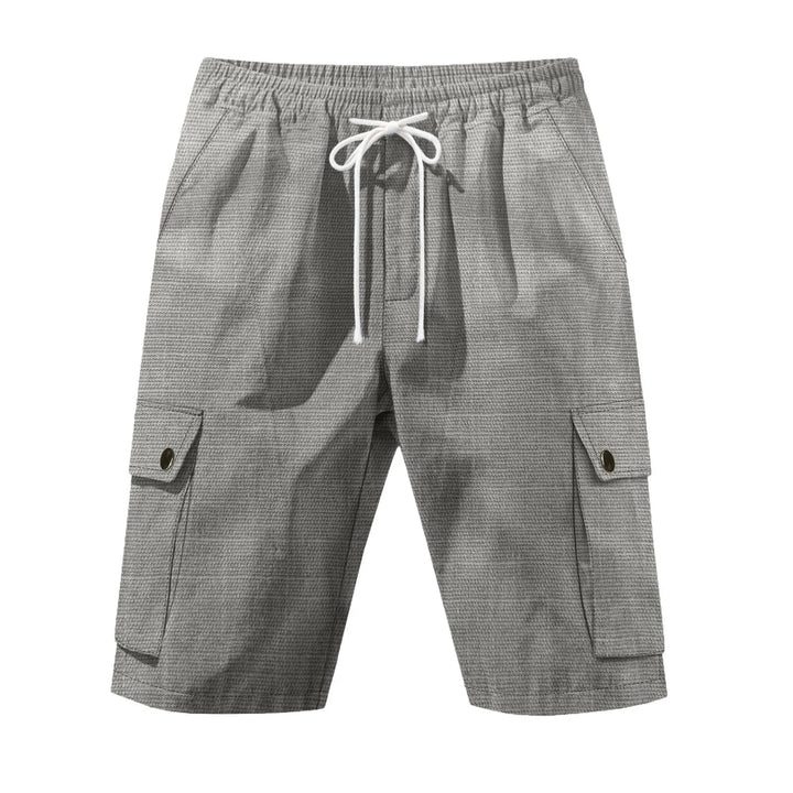Check Linen-Blend Cargo Shorts