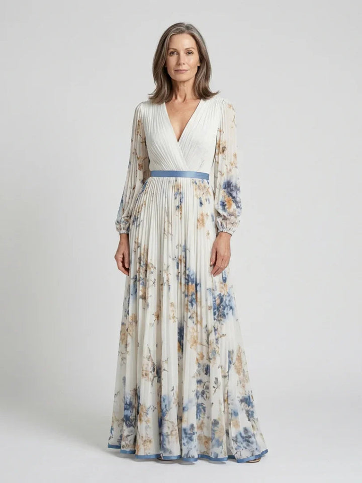 Lavinia | Long Sleeve V Neck Floral Maxi Dress