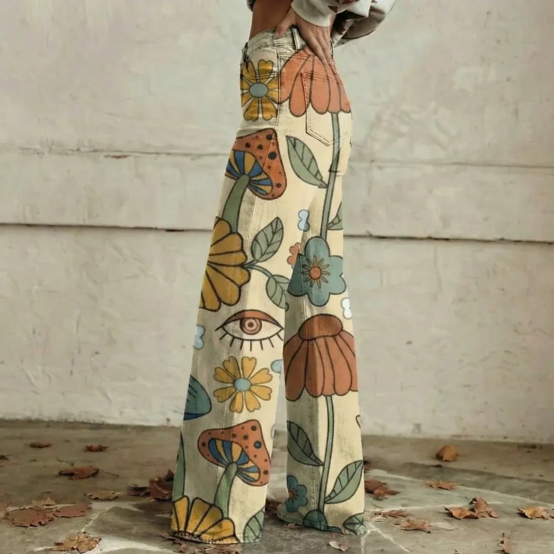 Willa | Illustrated Floral Jeans