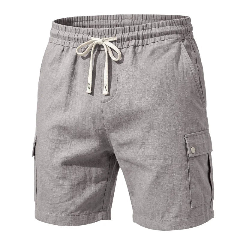Linen Drawstring Cargo Shorts