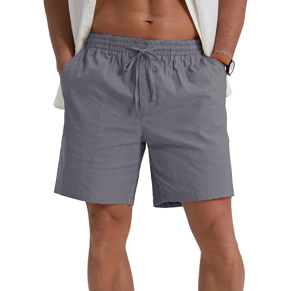 Summer-Weight Linen Drawstring Shorts