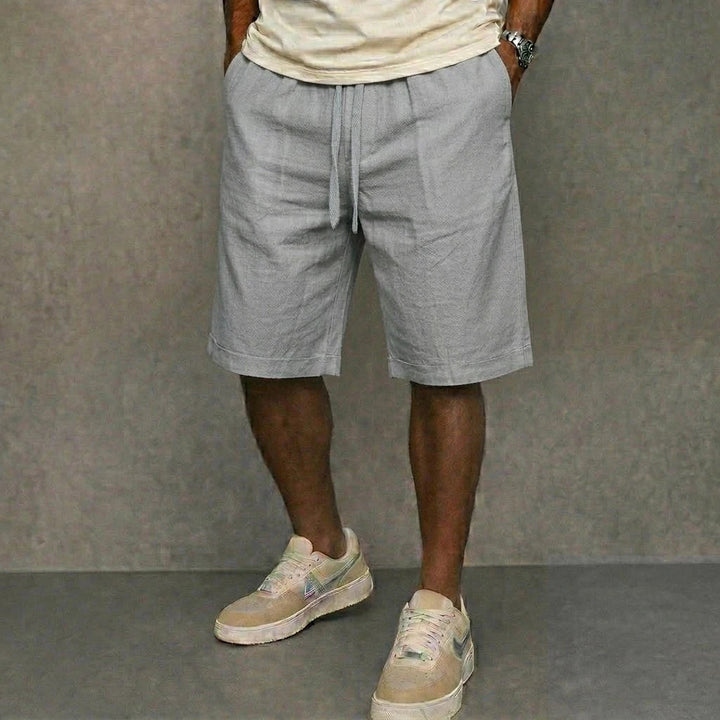 Knee-Length Linen-Blend Drawstring Shorts