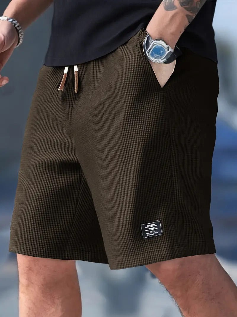Relaxed Waffle-Knit Drawstring Shorts