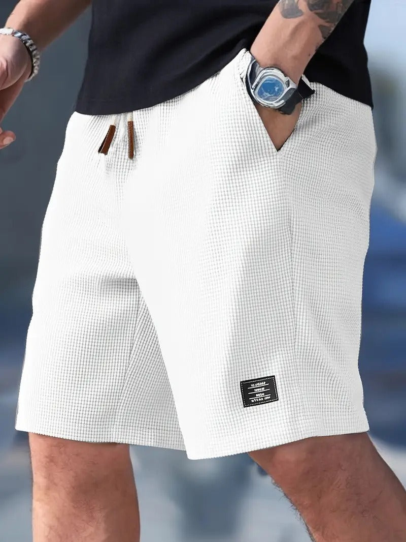 Relaxed Waffle-Knit Drawstring Shorts