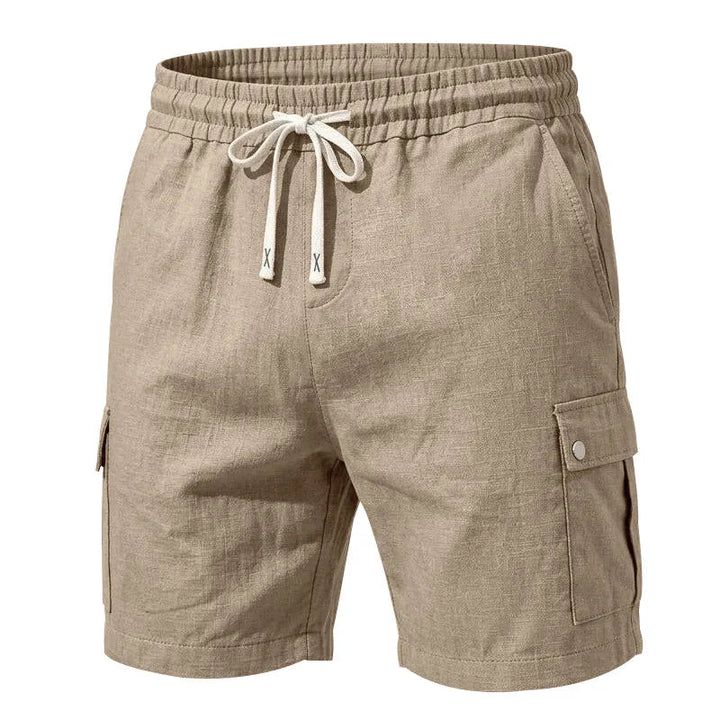 Linen Drawstring Cargo Shorts