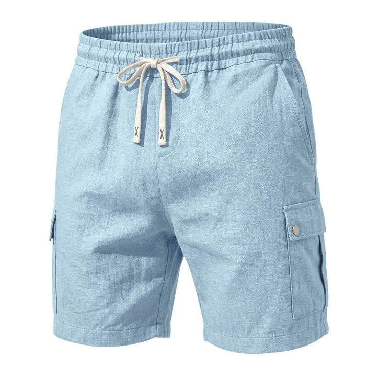 Linen Drawstring Cargo Shorts