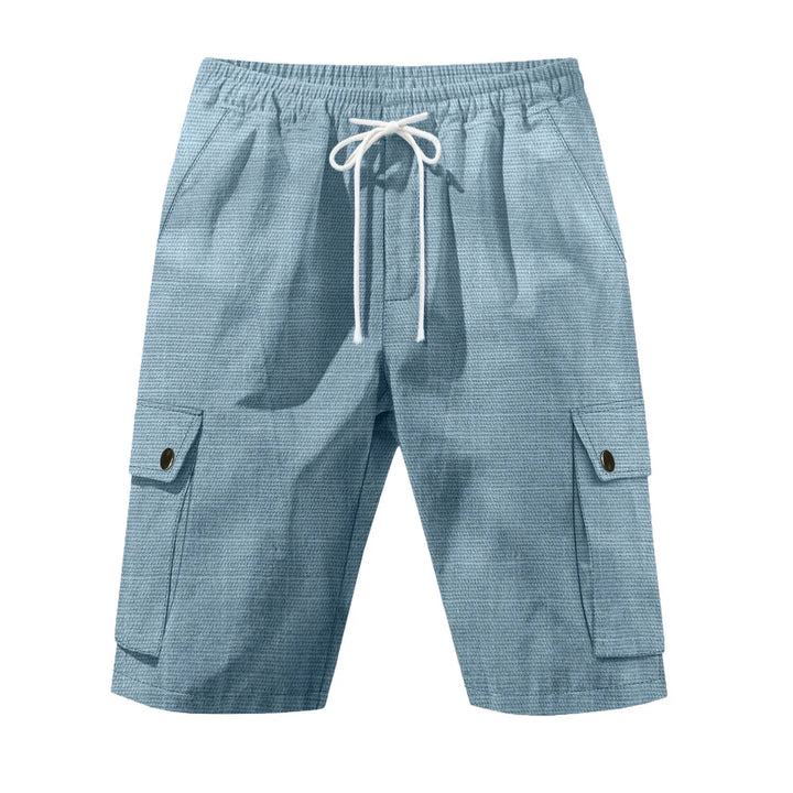 Check Linen-Blend Cargo Shorts