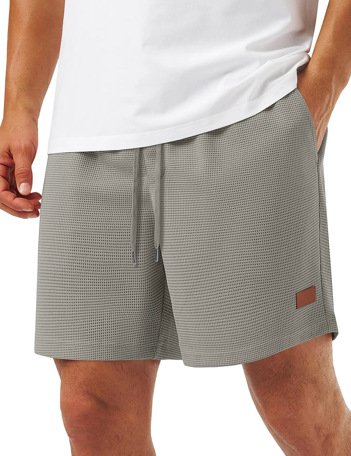 Textured Waffle Drawstring Shorts
