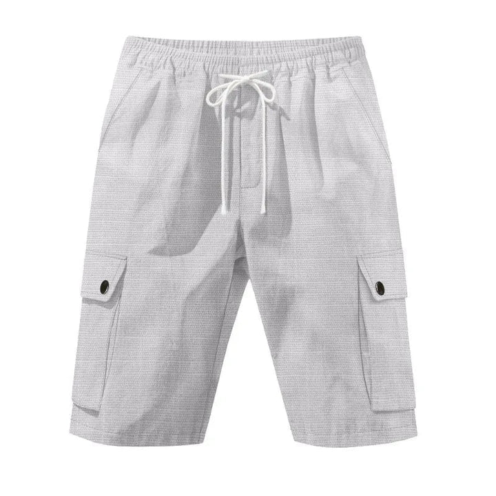 Check Linen-Blend Cargo Shorts