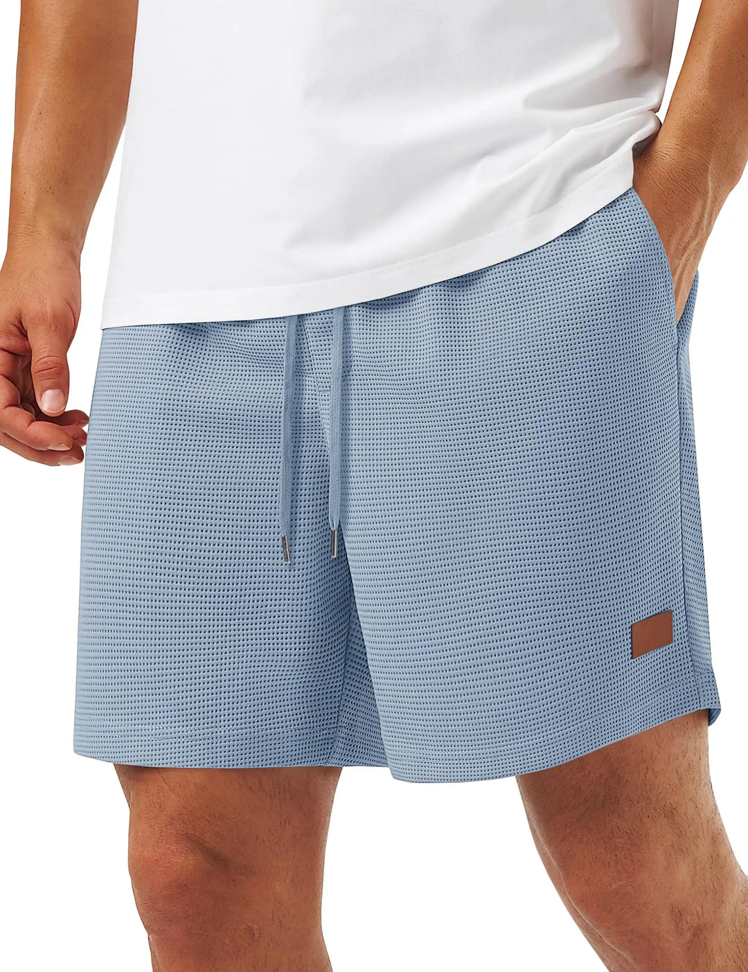 Textured Waffle Drawstring Shorts