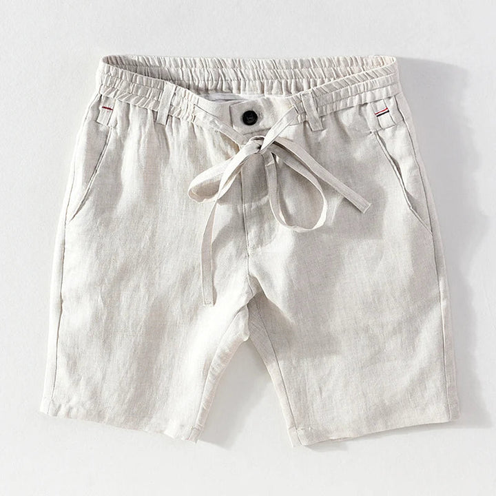 Yarn-Dyed Linen Drawstring Shorts
