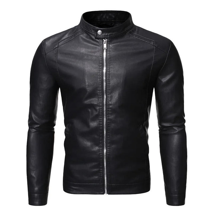 Standing Collar Leather Jacket