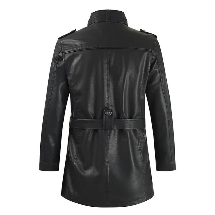 Elegant Long Leather Biker Jacket
