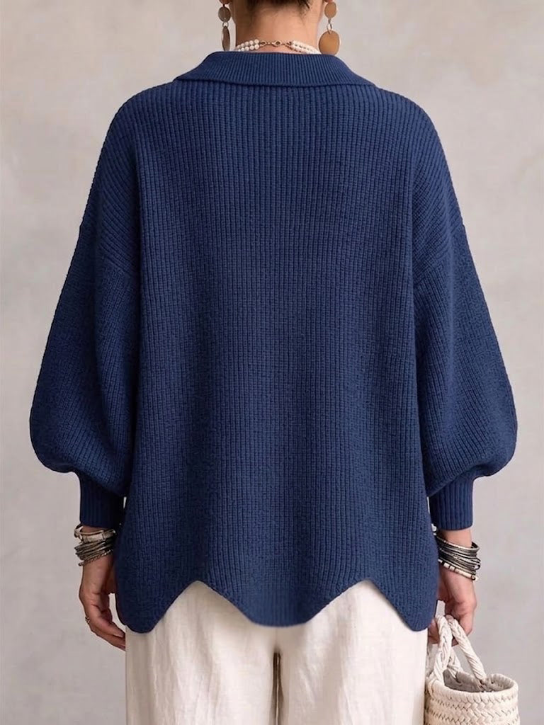 Oversized Collared Cardigan with Gold Buttons