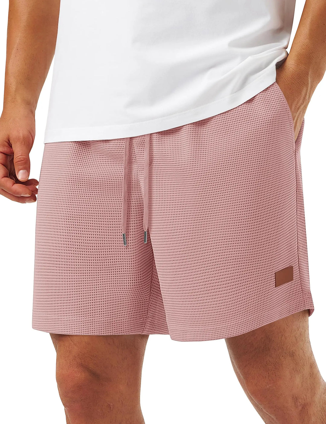 Textured Waffle Drawstring Shorts