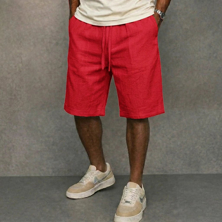 Knee-Length Linen-Blend Drawstring Shorts