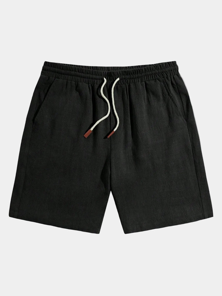 Elastic-Waist Cotton-Linen Shorts