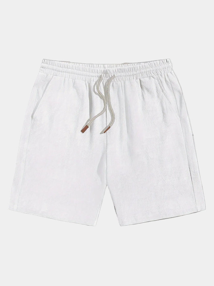 Elastic-Waist Cotton-Linen Shorts