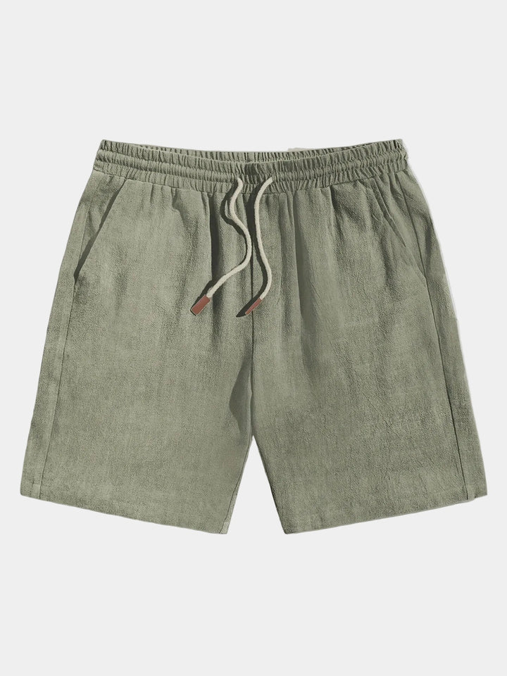Elastic-Waist Cotton-Linen Shorts