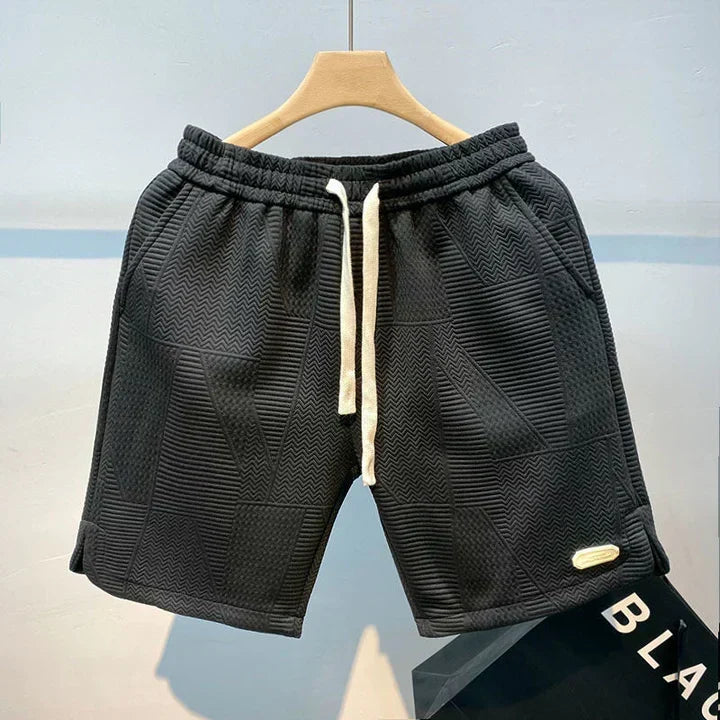 Textured Knit Drawstring Shorts
