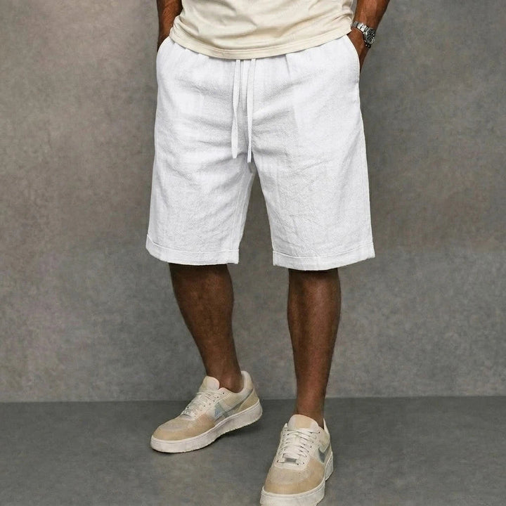 Knee-Length Linen-Blend Drawstring Shorts