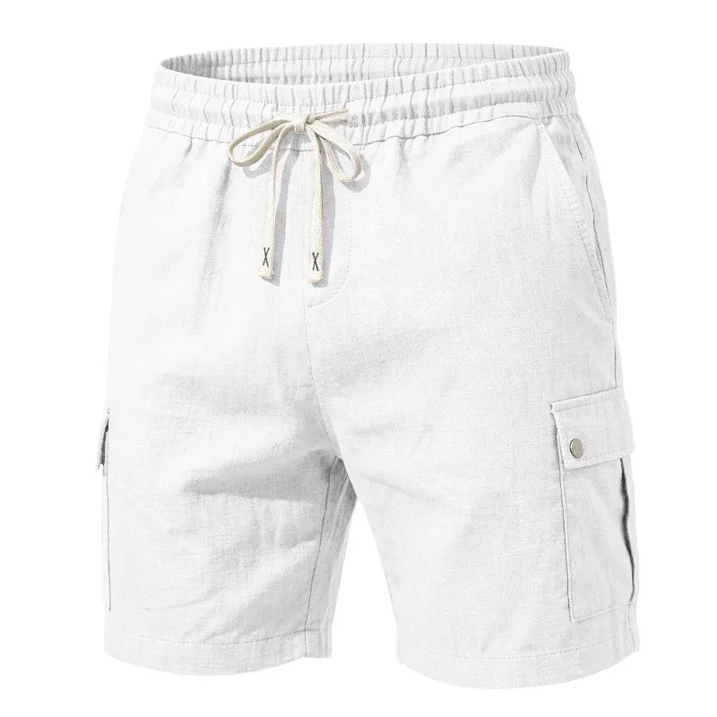 Linen Drawstring Cargo Shorts