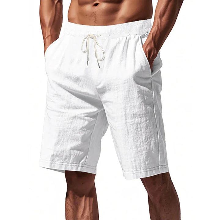 Loose-Weave Linen Drawstring Shorts