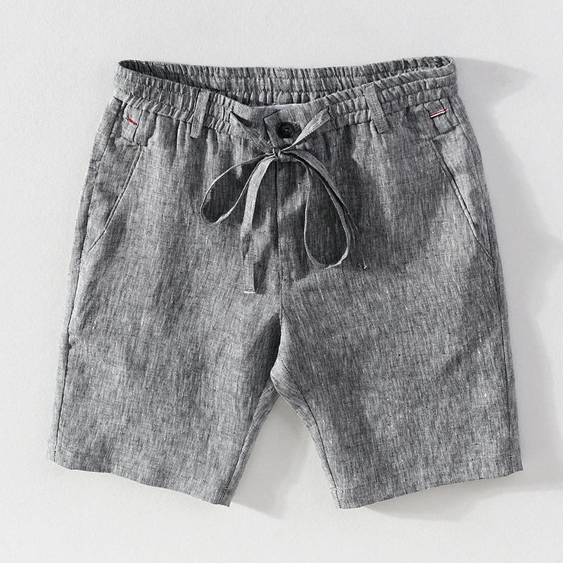Yarn-Dyed Linen Drawstring Shorts